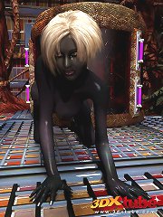 Attractive extraterrestrial with big tits spreads her cunt.