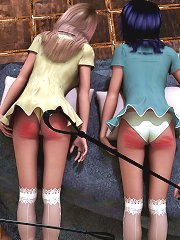 2 Moms spanking the girls decide to use the whip on them and then swap girls